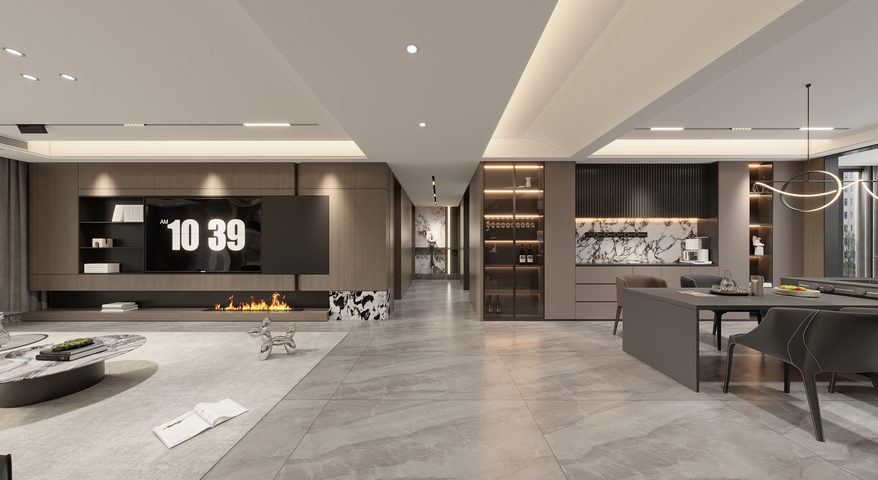 现代意式客餐厅3d模型下载