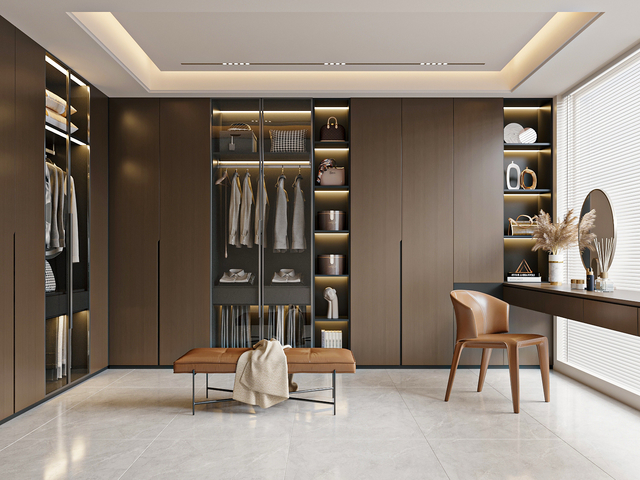 现代意式衣帽间 梳妆台衣帽间 化妆间3d模型下载