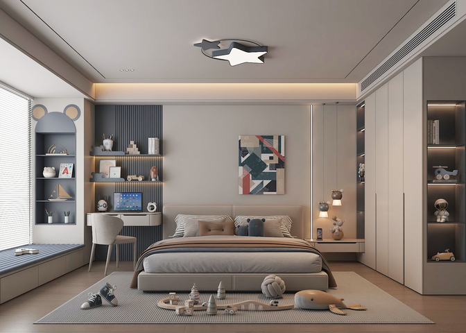 现代男孩房3d模型3d模型下载