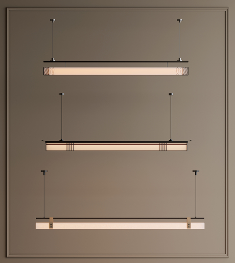 新中式宋式风吊灯组合 长条吊灯 餐厅吊灯 客厅吊灯3d模型下载