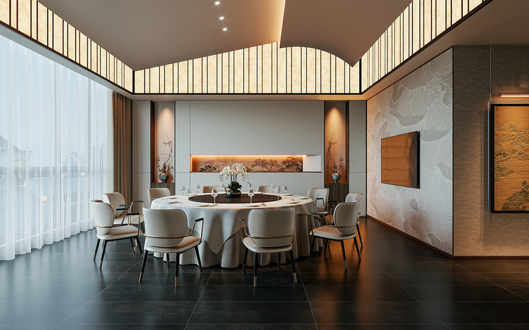 新中式包厢3d模型下载