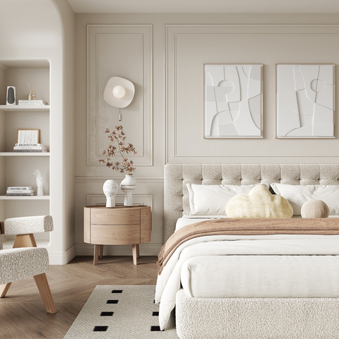 法式奶油风卧室3d模型下载