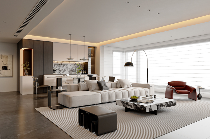 现代简约客餐厅 餐桌椅组合 沙发茶几组合 餐边柜 休闲椅3d模型