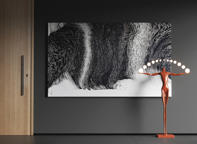 现代大幅挂画  现代抽象挂画   现代极简挂画 现代黑白挂画3d