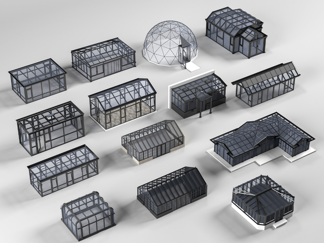 现代阳光房 玻璃阳光房 玻璃棚 阳光花房 别墅阳光房 阳台阳3d