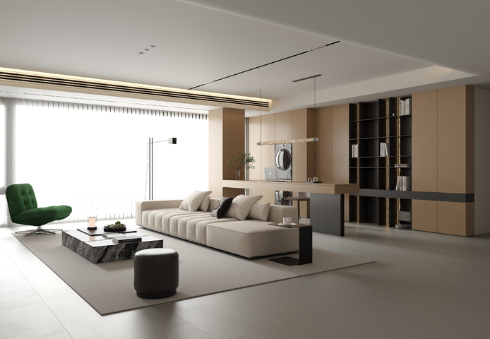 现代客厅3d模型下载