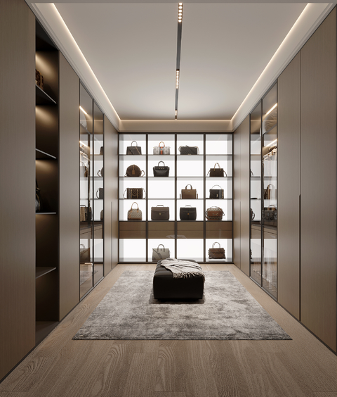 意式轻奢衣帽间3d模型下载