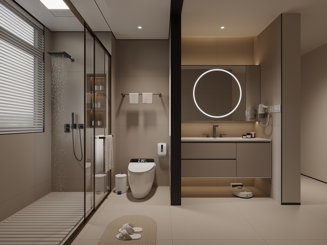 现代卫生间 干湿分离卫生间 浴室柜3d模型下载