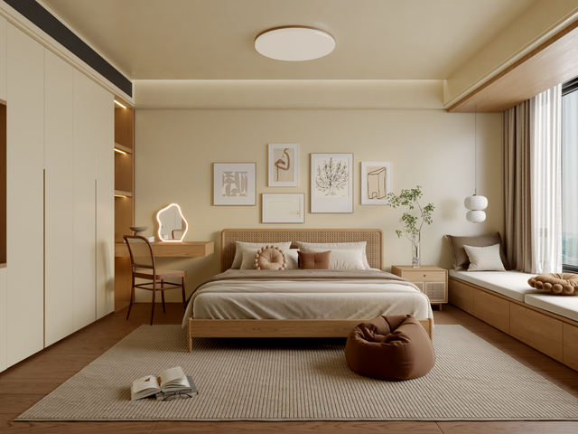 原木风日式卧室3d模型下载