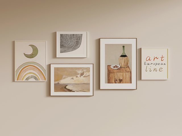 装饰画 现代奶油风装饰挂画 组合画3d模型下载