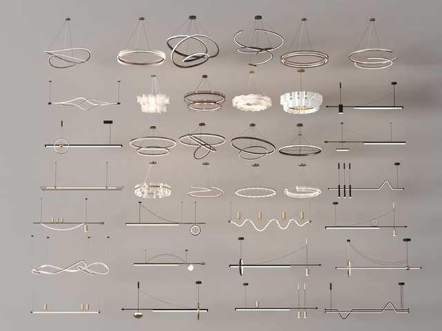 客厅吊灯 简约 大气2024 客厅灯 餐厅灯 中山灯具 全屋3d