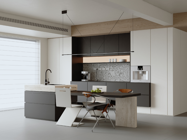 现代极简餐厅3d模型下载