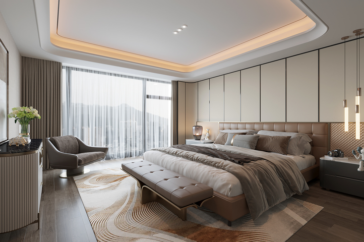 现代轻奢卧室3d模型下载