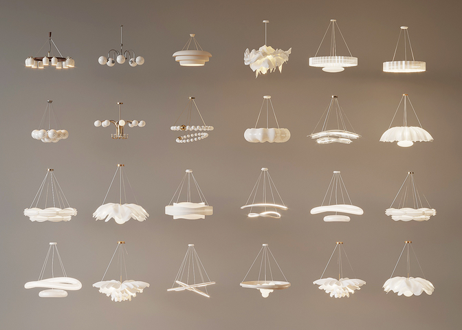 现代奶油风吊灯3d模型下载