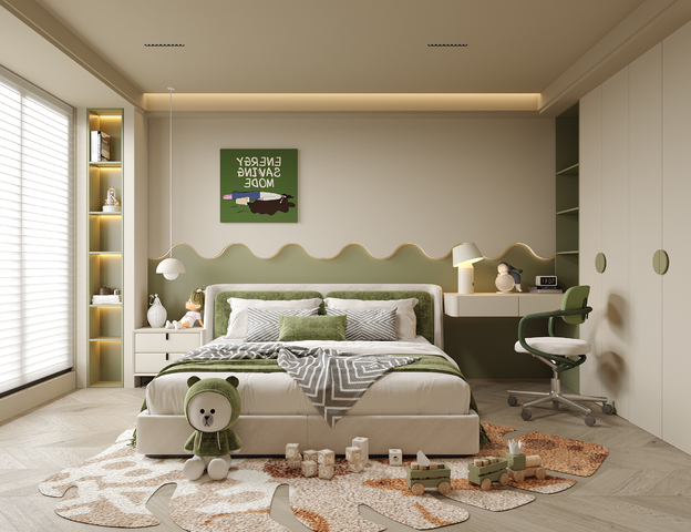 现代通用儿童房 儿童房 女孩房 男孩房 儿童床3d模型下载