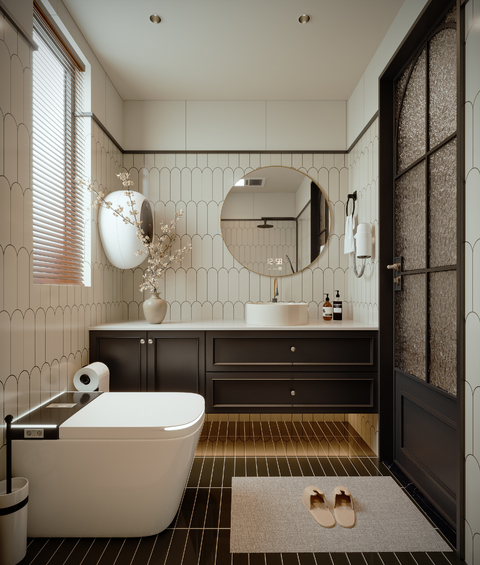 法式复古卫生间3d模型下载