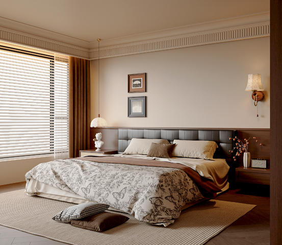 法式中古风卧室 法式双人床 法式吊灯 法式壁灯 挂画3d模型下载