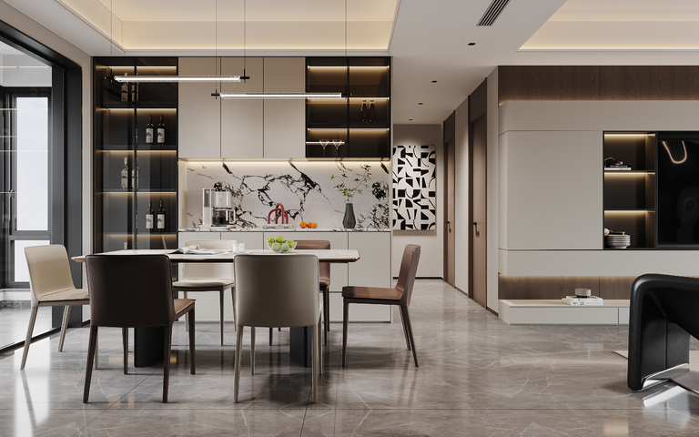 现代客餐厅3d模型下载