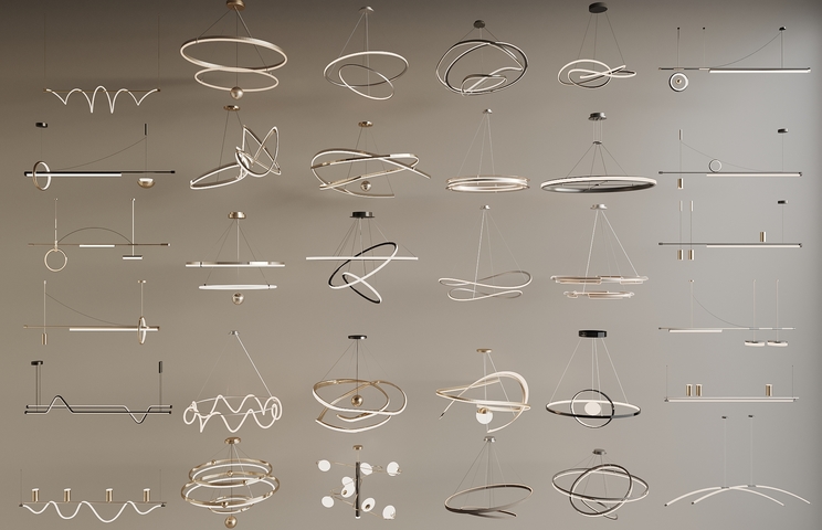 意式吊灯 现代吊灯 客厅吊灯 餐厅吊灯 书房吊灯 茶室吊灯3d模