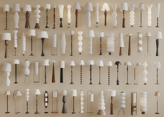 中古侘寂落地灯 中古落地灯 侘寂落地灯3d模型下载