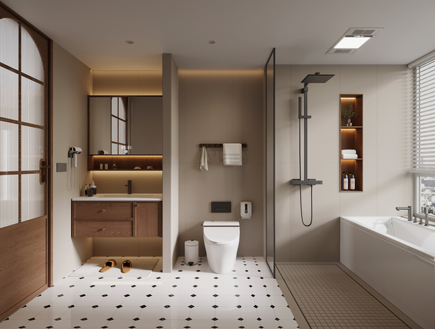 01中古风卫生间 浴室柜 马桶3d模型下载