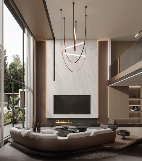 现代别墅客厅3d模型下载