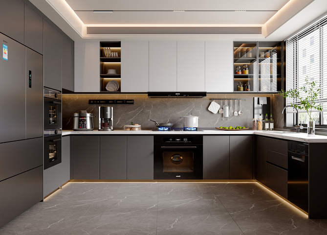 现代简约厨房 橱柜 厨具 厨房电器 厨房用品3d模型下载