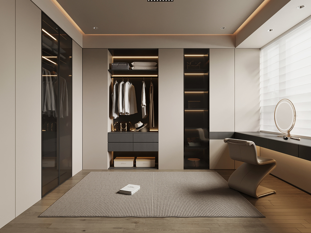 现代意式衣帽间 衣柜 梳妆台3d模型下载