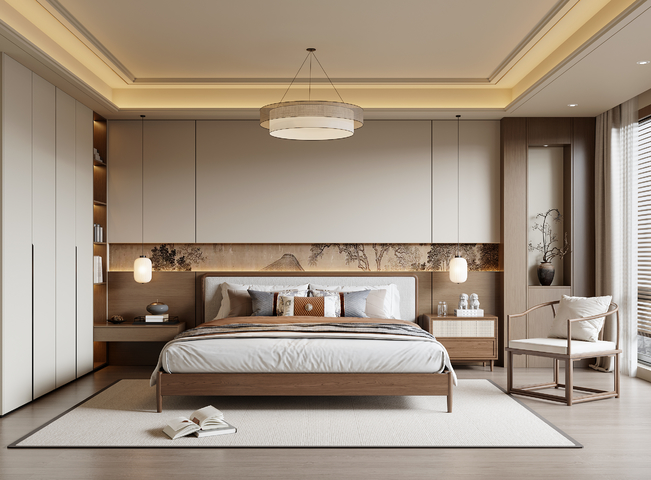 新中式宋式风卧室3d模型下载
