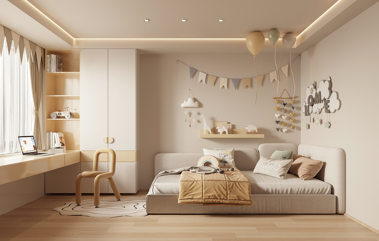 现代儿童房 卧室3d模型下载