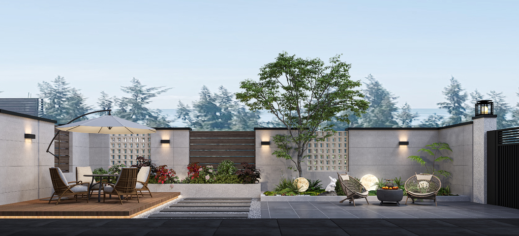 现代别墅景观3d模型下载