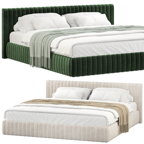 Nico现代绿色天鹅绒双人床3d模型3d模型下载