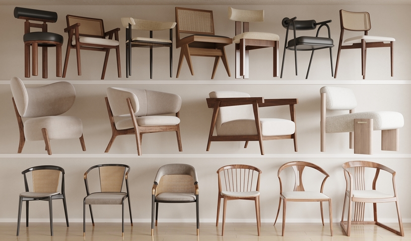 沙发椅 木椅 藤编椅3d模型