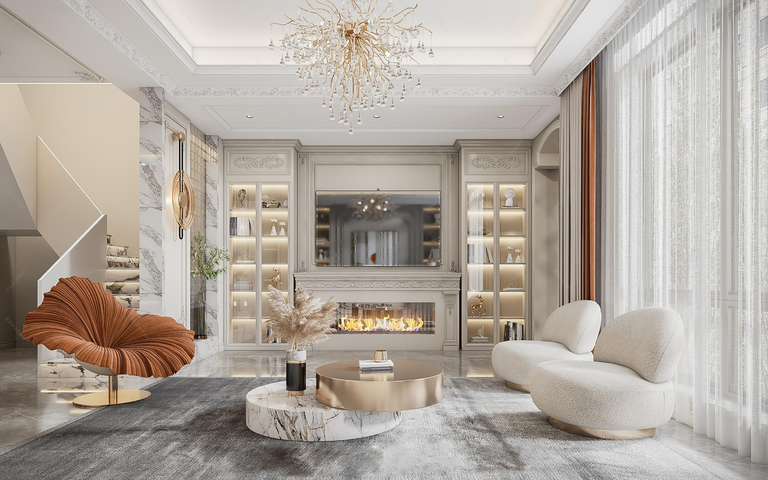 客厅大平层效果图