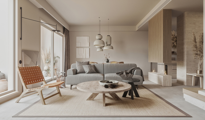 客厅大平层效果图