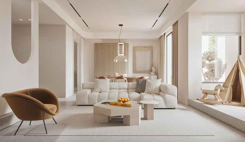 客厅大平层效果图