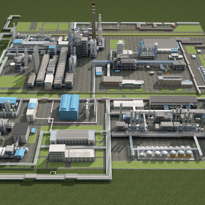  化工厂 厂房su模型 