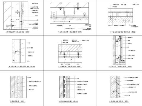  常用的石材施工及收口cad大样图 