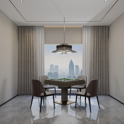  现代棋牌室su模型 