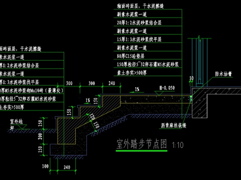  室外門(mén)廳踏步做法cad施工圖 