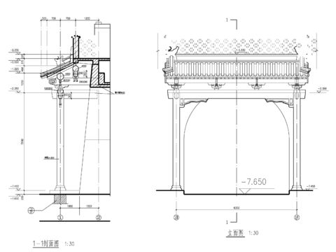  中式古建门节点大样 