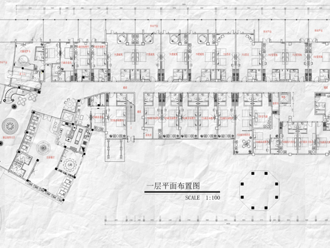  主題酒店平面布置圖cad施工圖 