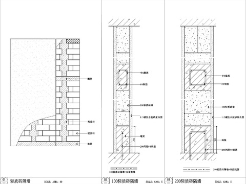 砌筑墙体cad大样图 