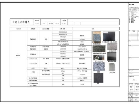  土建物料表cad图库 
