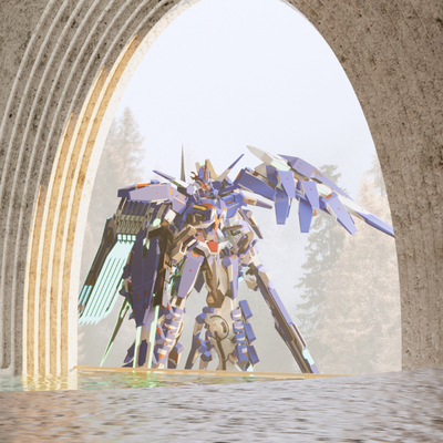  现代高达潮玩雕塑su模型 