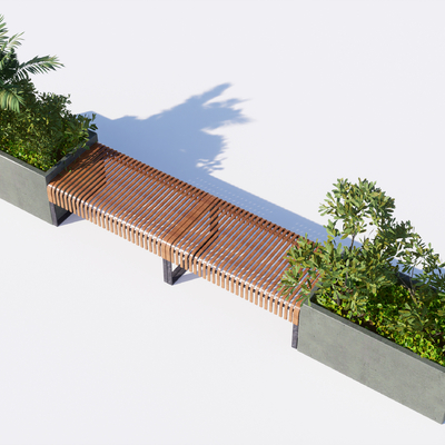  户外景观座椅花箱花池su模型 