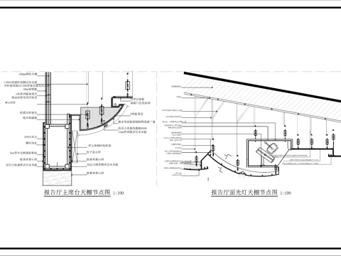  報告廳天棚節(jié)點(diǎn)圖cad施工圖 