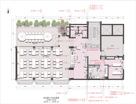  自助餐廳全套施工圖 含PSD彩平圖 全日制員工餐廳cad施工圖 