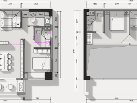  105㎡复式公寓cad平面图 