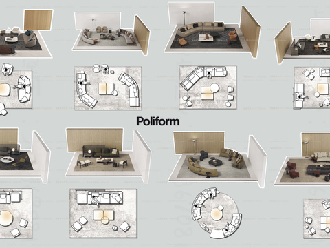  意大利Poliform图册+CAD平立侧CAD图库 